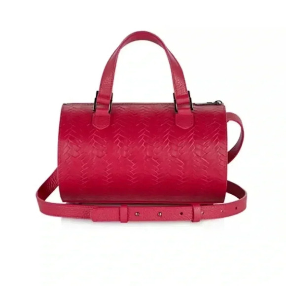 MELI MELO Vera Woven Leather Duffel Satchel In Magenta - Picture 1 of 12
